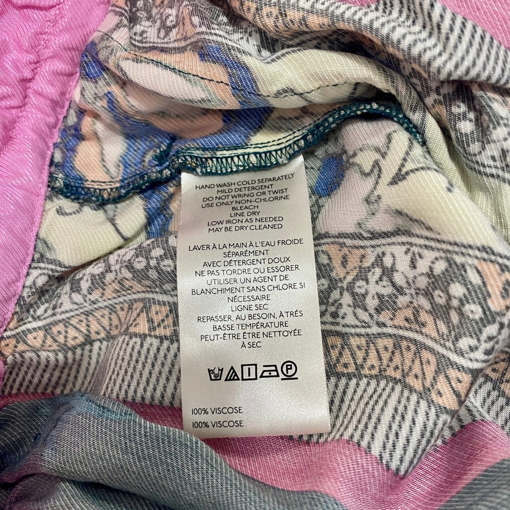 Anthropologie Patchwork Floral Wide Leg Pants L Boho Smocked Waist Mixed Print - Picture 8 of 9